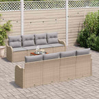 Gartensofa-set 9 pcs Beige und Hellgrau Poly-Rattan