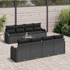 Gartensofa-set mit Speicher 9 pcs Schwarz Poly-Rattan