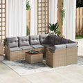 Gartensofa-set 9 pcs Beige und Hellgrau Poly-Rattan