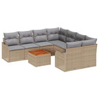 Gartensofa-set 9 pcs Beige und Hellgrau Poly-Rattan