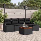Gartensofa-set mit Speicher 6 pcs Schwarz Poly-Rattan