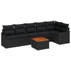 Gartensofa-set mit Speicher 7 pcs Schwarz Poly-Rattan