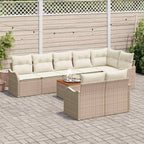 Gartensofa-set mit Speicher 9 pcs Beige und Creme Poly-Rattan