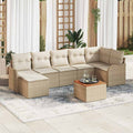 Gartensofa-set mit Speicher 8 pcs Beige und Creme Poly-Rattan
