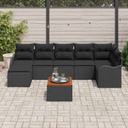 Gartensofa-set mit Speicher 8 pcs Schwarz Poly-Rattan