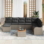 Gartensofa-set mit Speicher 9 pcs Grau Poly-Rattan