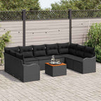 Gartensofa-set mit Speicher 10 pcs Schwarz Poly-Rattan