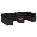 Gartensofa-set mit Speicher 10 pcs Schwarz Poly-Rattan