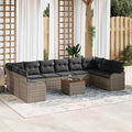 Gartensofa-set mit Speicher 11 pcs Grau Poly-Rattan