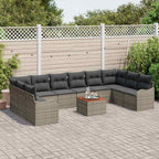 Gartensofa-set mit Speicher 11 pcs Grau Poly-Rattan