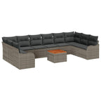Gartensofa-set mit Speicher 11 pcs Grau Poly-Rattan