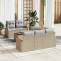 Gartensofa-set 6 pcs Beige und Hellgrau Poly-Rattan