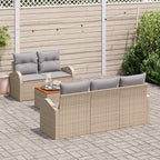 Gartensofa-set 6 pcs Beige und Hellgrau Poly-Rattan