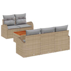 Gartensofa-set 6 pcs Beige und Hellgrau Poly-Rattan