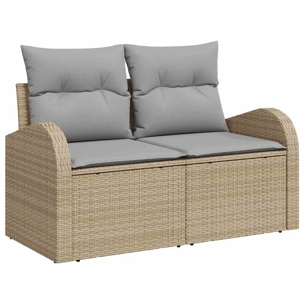 Gartensofa-set 6 pcs Beige und Hellgrau Poly-Rattan