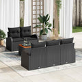 Gartensofa-set mit Speicher 6 pcs Schwarz Poly-Rattan