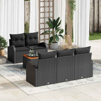Gartensofa-set mit Speicher 6 pcs Schwarz Poly-Rattan