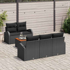 Gartensofa-set mit Speicher 6 pcs Schwarz Poly-Rattan