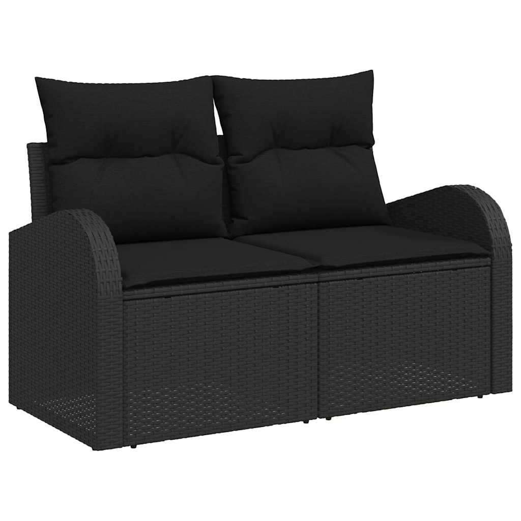 Gartensofa-set mit Speicher 7 pcs Schwarz Poly-Rattan