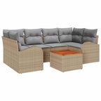 Gartensofa-set 7 pcs Beige und Hellgrau Poly-Rattan
