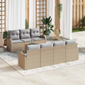 Gartensofa-set 8 pcs Beige und Hellgrau Poly-Rattan