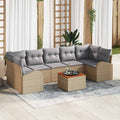 Gartensofa-set 8 pcs Beige und Hellgrau Poly-Rattan