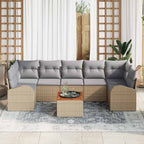 Gartensofa-set 8 pcs Beige und Hellgrau Poly-Rattan