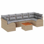 Gartensofa-set 8 pcs Beige und Hellgrau Poly-Rattan