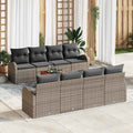 Gartensofa-set mit Speicher 9 pcs Grau Poly-Rattan