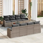 Gartensofa-set mit Speicher 9 pcs Grau Poly-Rattan