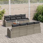 Gartensofa-set mit Speicher 9 pcs Grau Poly-Rattan