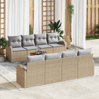 Gartensofa-set 9 pcs Beige und Hellgrau Poly-Rattan