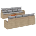 Gartensofa-set 9 pcs Beige und Hellgrau Poly-Rattan