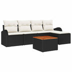 Gartensofa-set mit Speicher 6 pcs Schwarz und Creme Poly-Rattan
