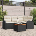 Gartensofa-set mit Speicher 5 pcs Schwarz und Creme Poly-Rattan