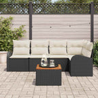 Gartensofa-set mit Speicher 6 pcs Schwarz und Creme Poly-Rattan