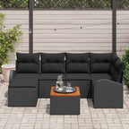 Gartensofa-set mit Speicher 7 pcs Schwarz Poly-Rattan