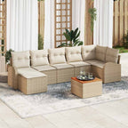 Gartensofa-set mit Speicher 8 pcs Beige und Creme Poly-Rattan