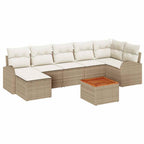 Gartensofa-set mit Speicher 8 pcs Beige und Creme Poly-Rattan
