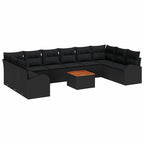 Gartensofa-set mit Speicher 11 pcs Schwarz Poly-Rattan