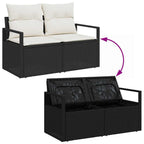 Gartensofa-set mit Speicher 8 pcs Schwarz und Creme Poly-Rattan