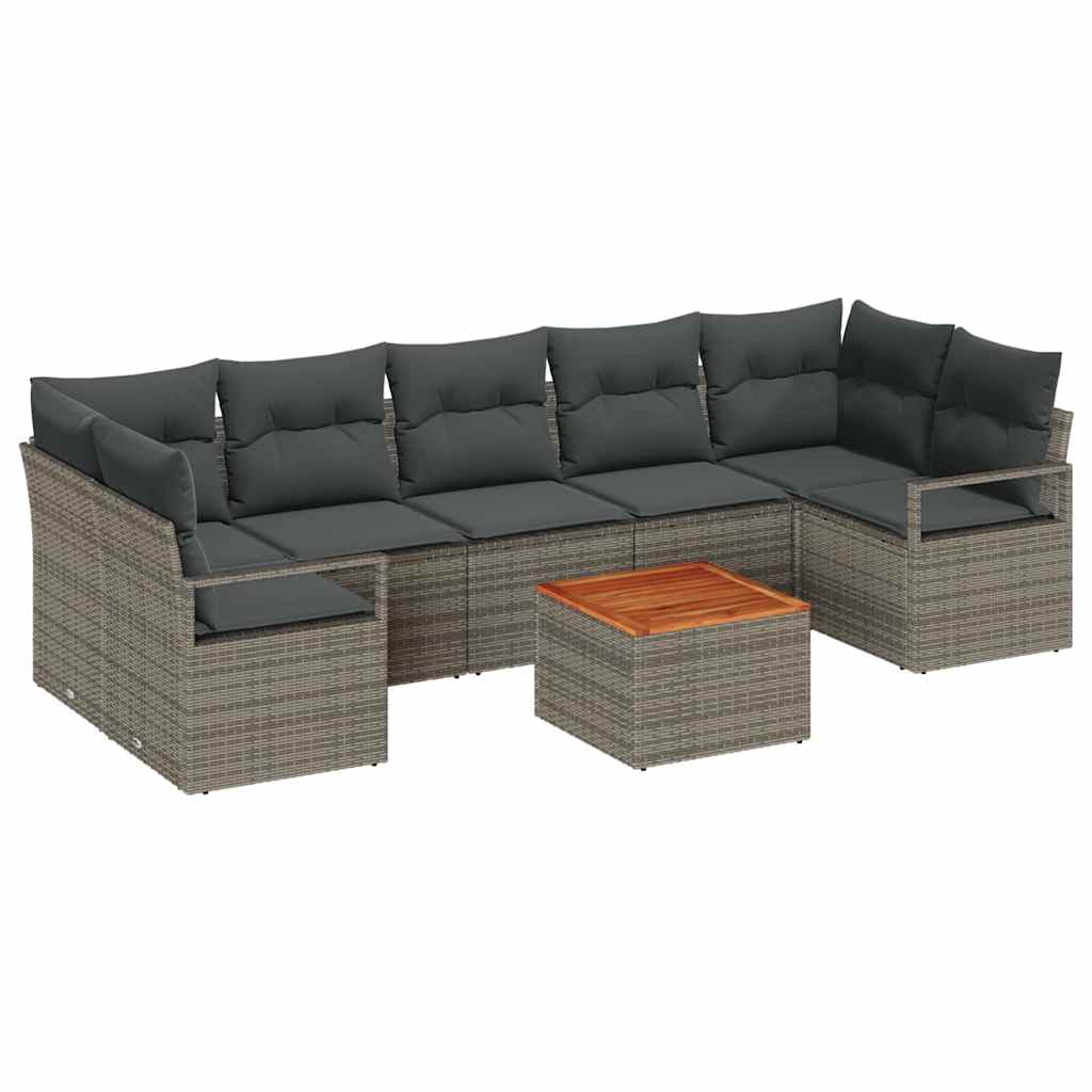 Gartensofa-set mit Speicher 8 pcs Grau Poly-Rattan