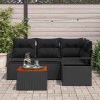 Gartensofa-set mit Speicher 5 pcs Schwarz Poly-Rattan