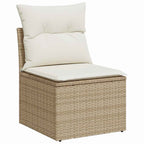 Gartensofa-set mit Speicher 6 pcs Beige und Creme Poly-Rattan