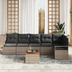Gartensofa-set mit Speicher 7 pcs Grau Poly-Rattan