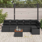Gartensofa-set mit Speicher 7 pcs Schwarz Poly-Rattan