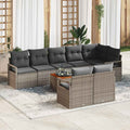 Gartensofa-set mit Speicher 9 pcs Grau Poly-Rattan