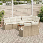 Gartensofa-set mit Speicher 9 pcs Beige und Creme Poly-Rattan
