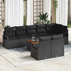 Gartensofa-set mit Speicher 9 pcs Schwarz Poly-Rattan