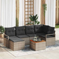 Gartensofa-set mit Speicher 7 pcs Grau Poly-Rattan